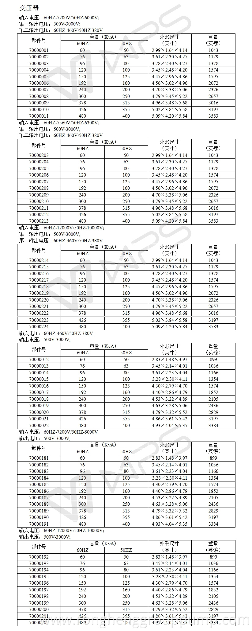 Electric pump self - cooled outdoor step-down transformer.1